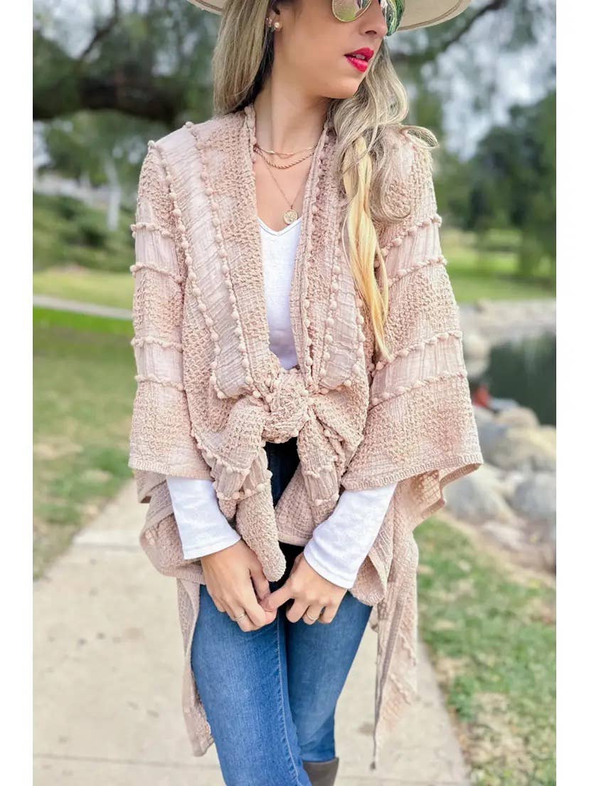 3D Textured Kimono Cardigan – Easy Layering Bestseller: Nude / One Size