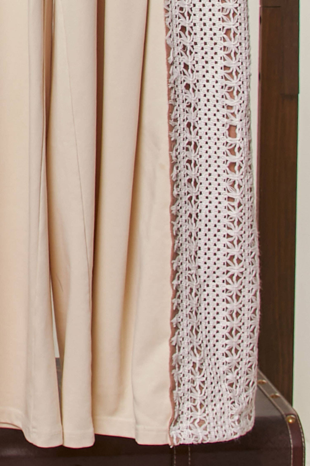 Lace Accents Patchwork Maxi Pants: Olive-Multi / L