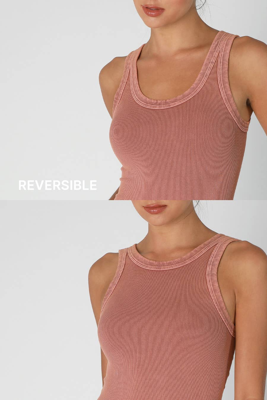 NS8258 - Vintage Reversible Ribbed Tank: Vintage Smoky Olive