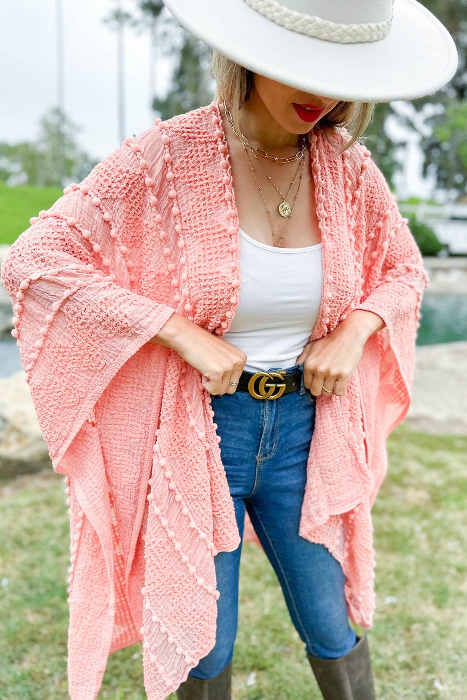 3D Textured Kimono Cardigan – Easy Layering Bestseller: Nude / One Size