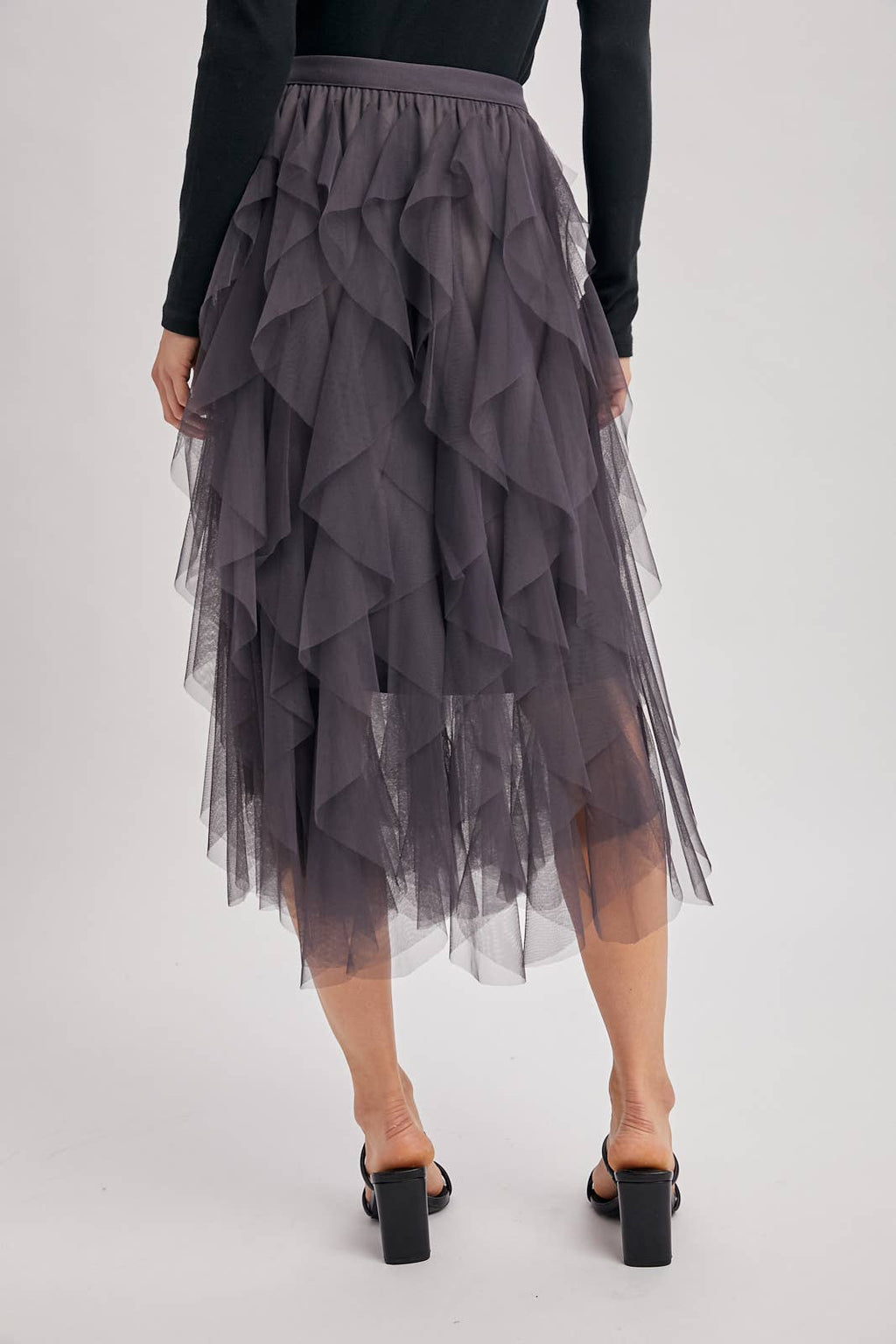 SPRIAL RUFFLED TULLE MIDI SKIRT - EASTER DAY: ROSE / S