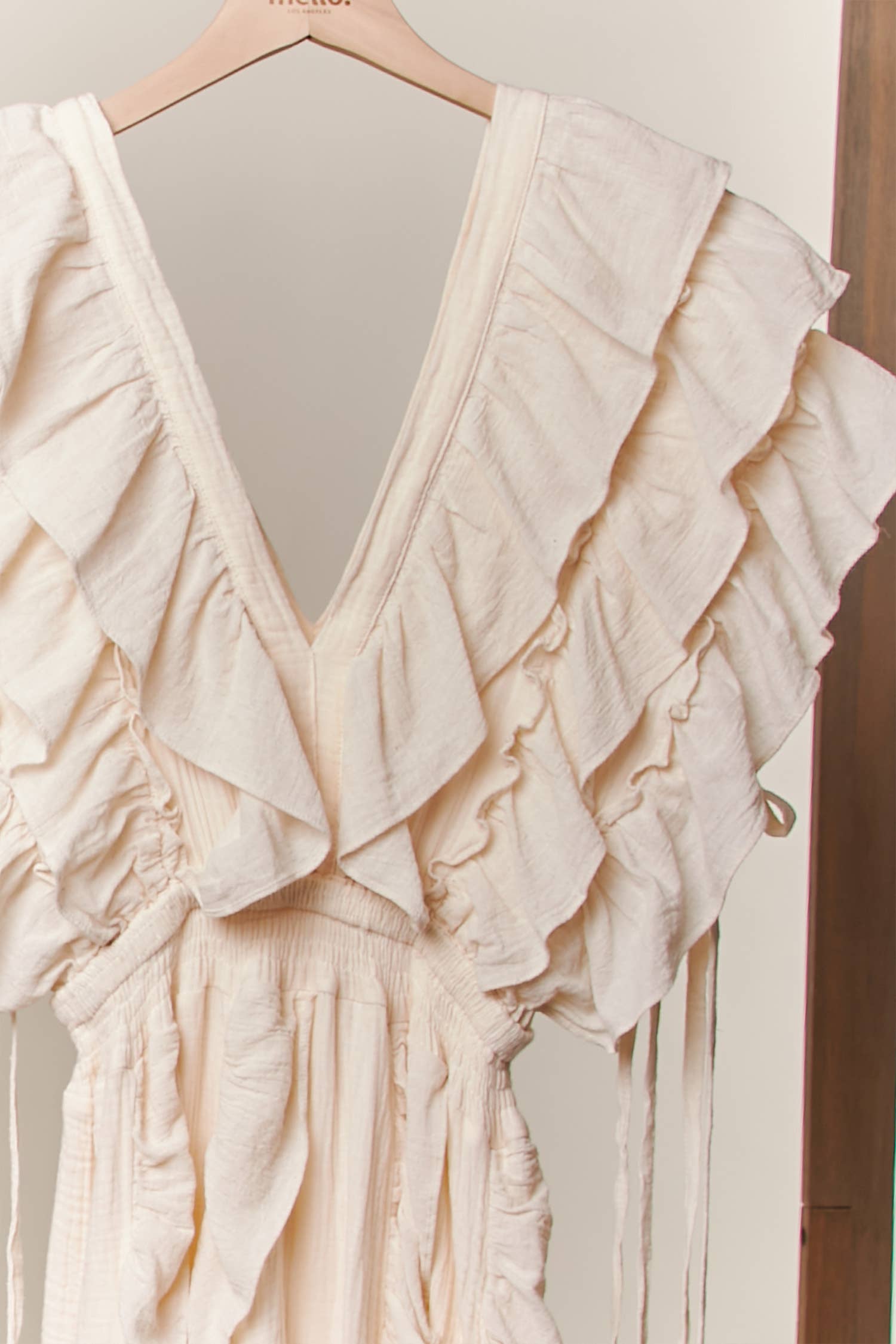 Flowy Ruffle Maxi Sleeveless Dress: Ivory