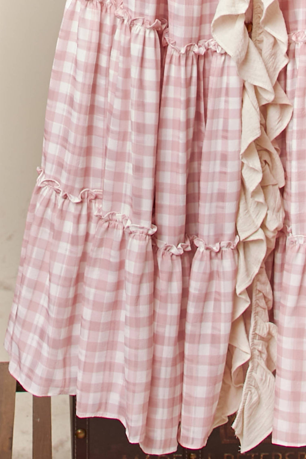 Checker Ruffle Dress Cardigan: Sky Blue / S