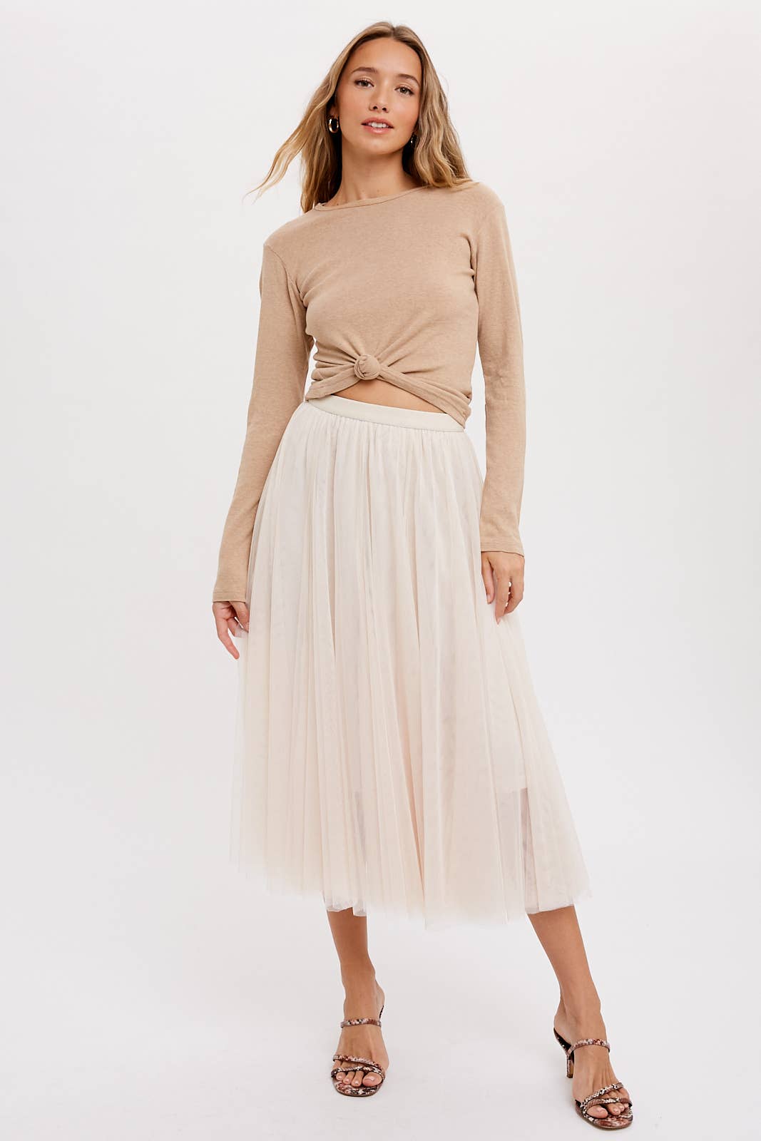 TULLE MIDI SKIRT: DARK MINT / S