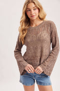 BOHO POINTELLE OPEN KNIT TOP PULLOVER