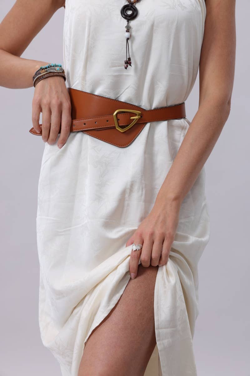 Asymmetrical Buckle Wide Waist Belt 🤔