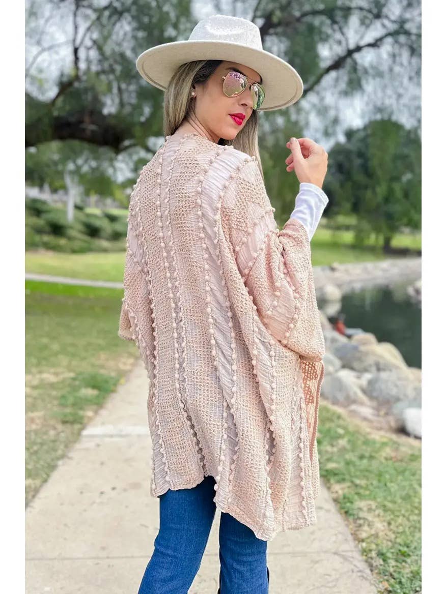 3D Textured Kimono Cardigan – Easy Layering Bestseller: Nude / One Size