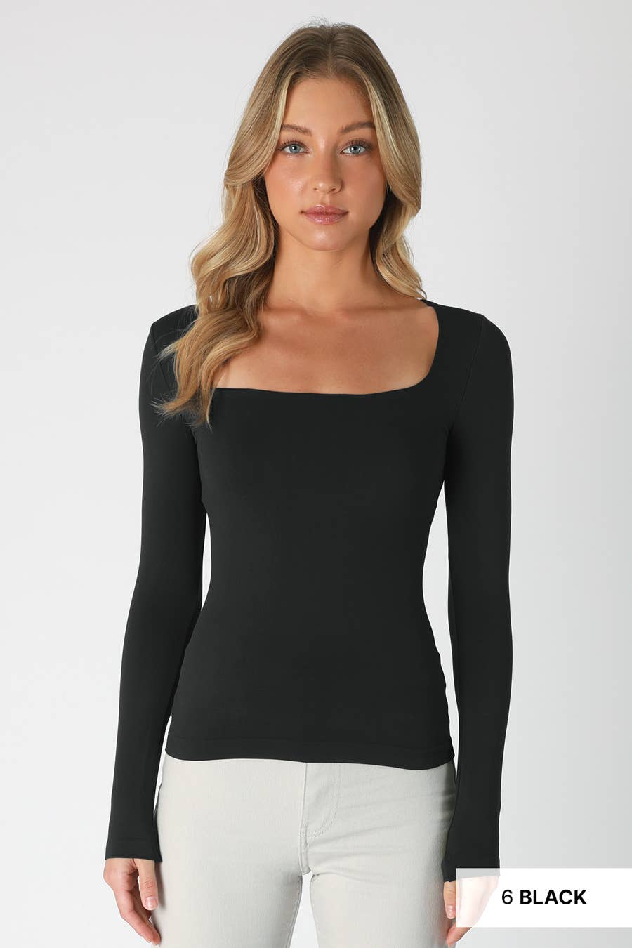 NS8312- Square Neck Ls Top: 2218 Blue Opal