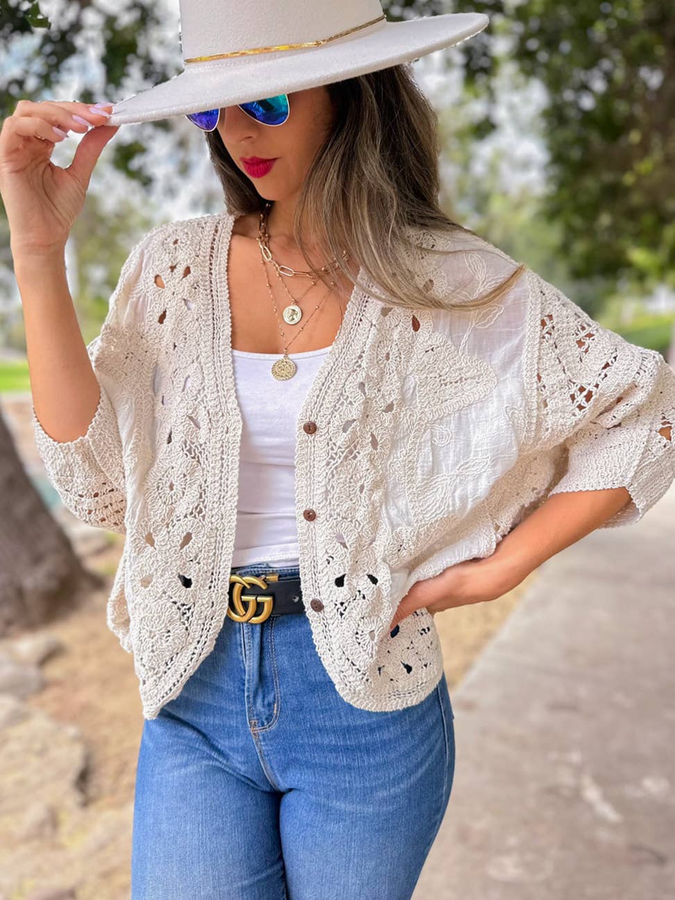 Ivory Crochet Lace Cardigan – Boutique Layering Bestseller: Ivory / One Size