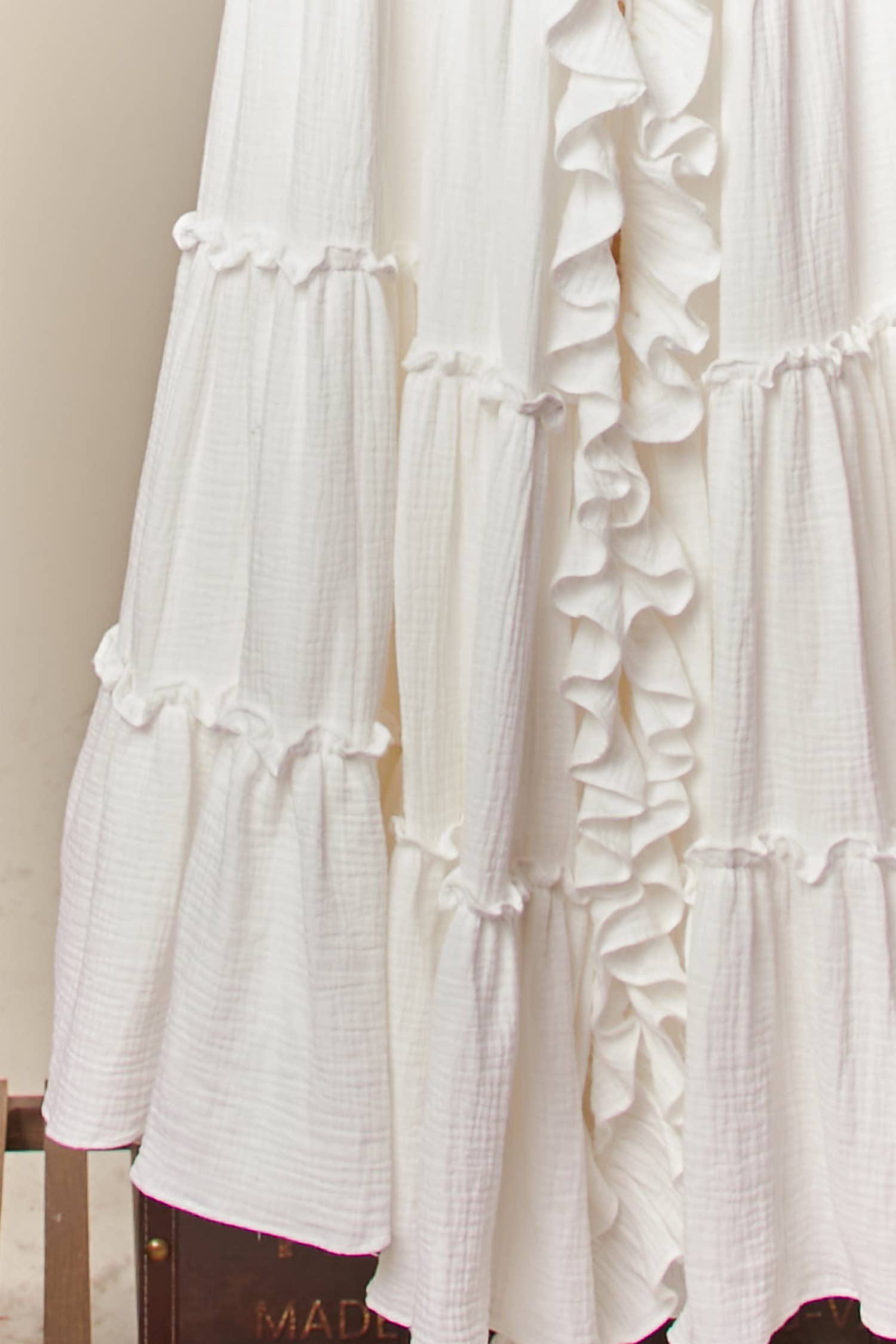 Checker Ruffle Dress Cardigan: Sky Blue / L