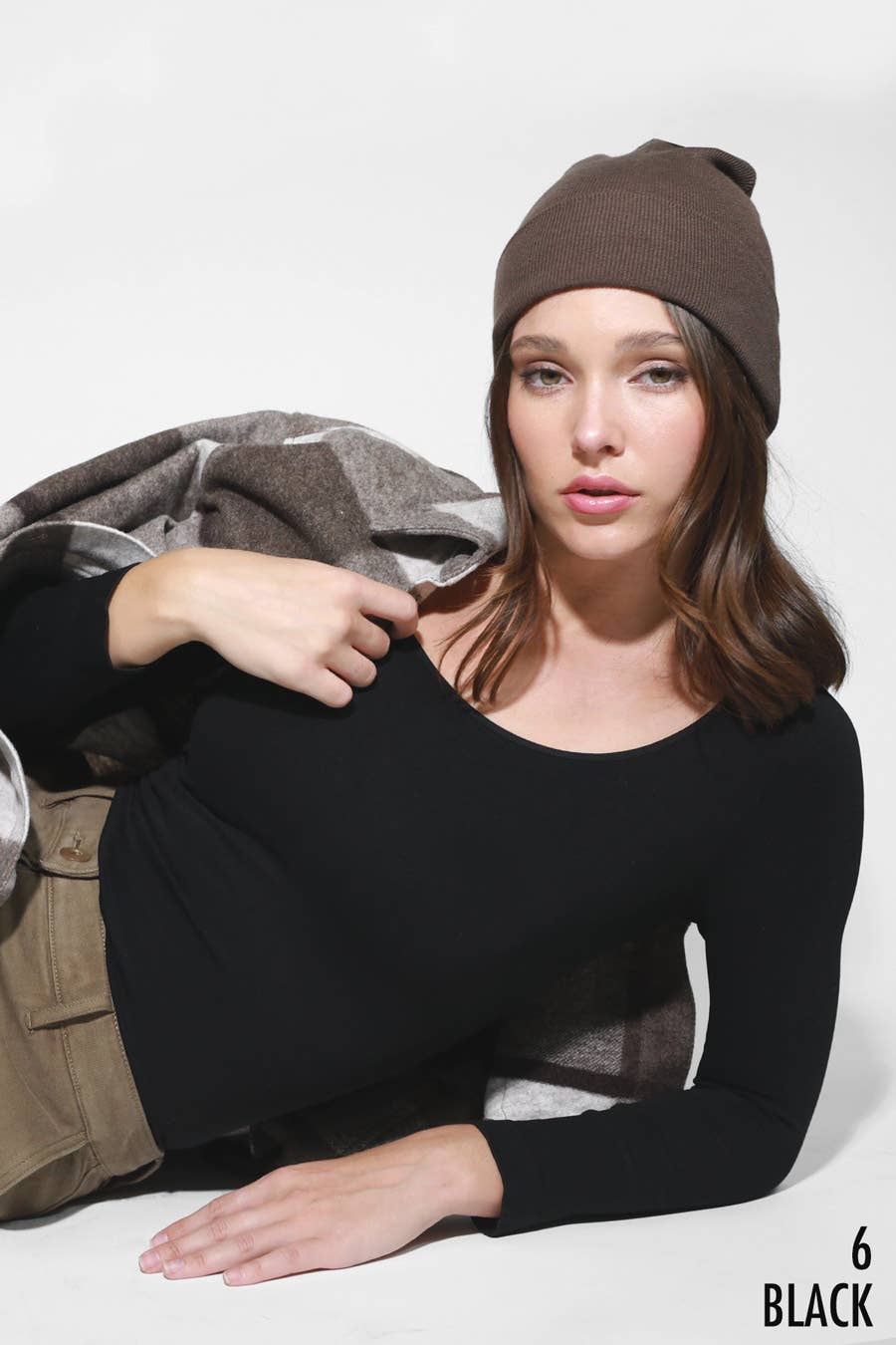 NS5127H - 3/4 Sleeve Scoop Neck Top: 6 Black