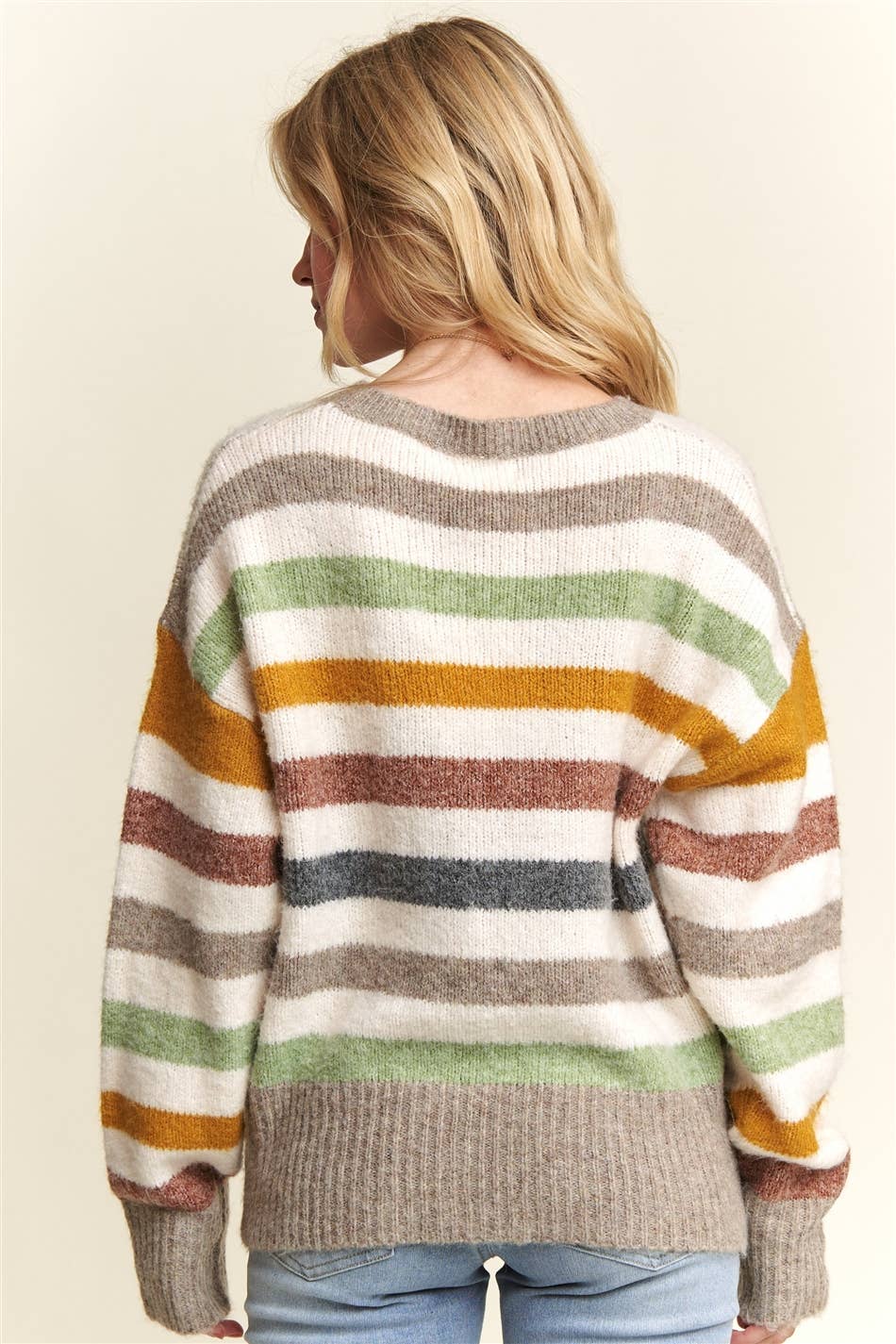 MULTICOLOR STRIPE SWEATER TOP- CESW3590