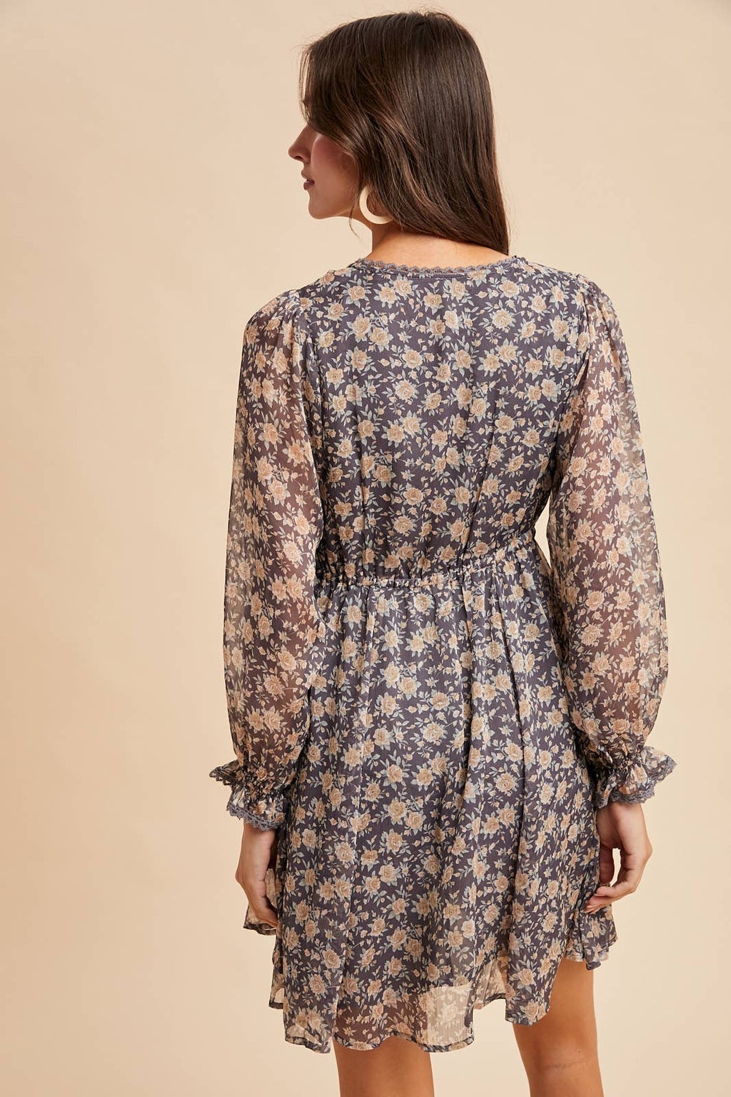 FLORAL LACE INSET MINI DRESS