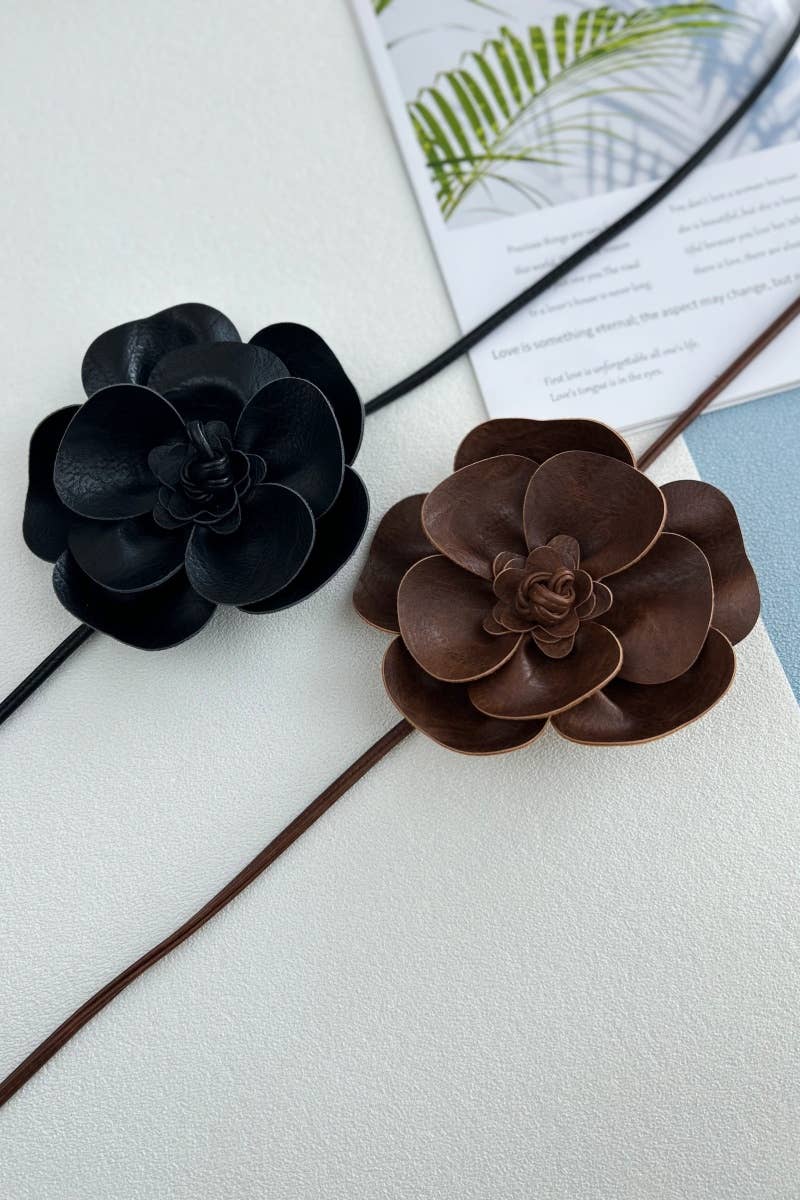 Bohemian Leather Flower Pendant Layered Belt