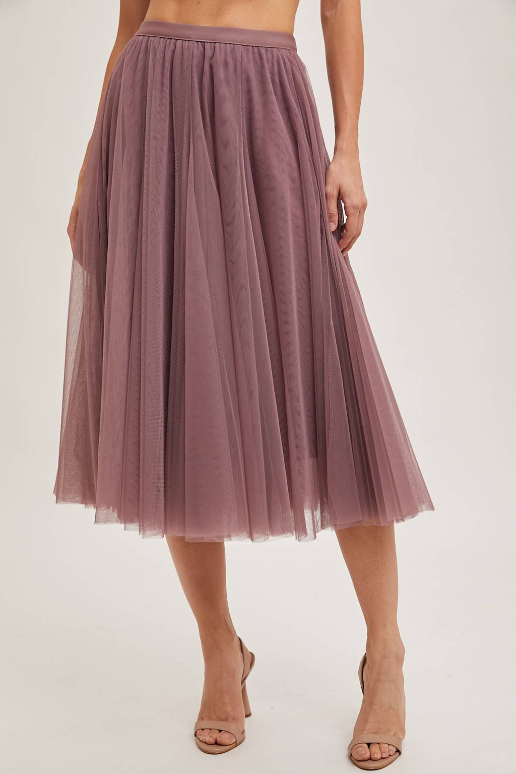 TULLE MIDI SKIRT: DARK MINT / L