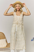 SHEER LACE LONGLINE VEST- LEJ4290: BEIGE / SM-ML(3-3)