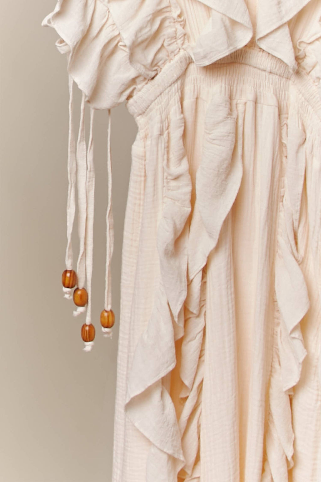 Flowy Ruffle Maxi Sleeveless Dress: Ivory