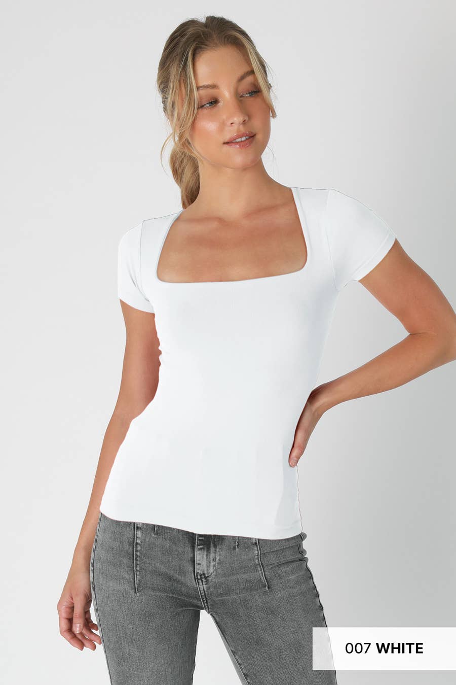 NS8326- Square Neck SS Top: 2256 Pearl Blush