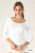 NS5127H - 3/4 Sleeve Scoop Neck Top: 7 White