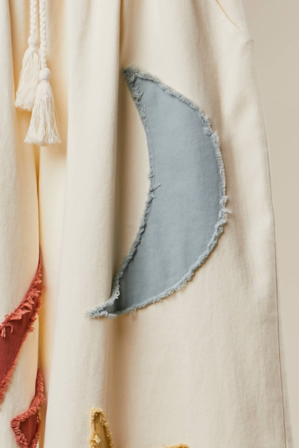 Sun Moon Star Patch Wide Pants: Cream / S