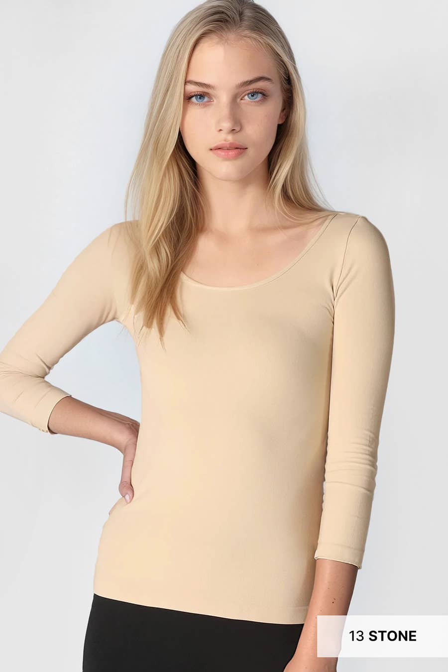 NS5127H - 3/4 Sleeve Scoop Neck Top: 7 White