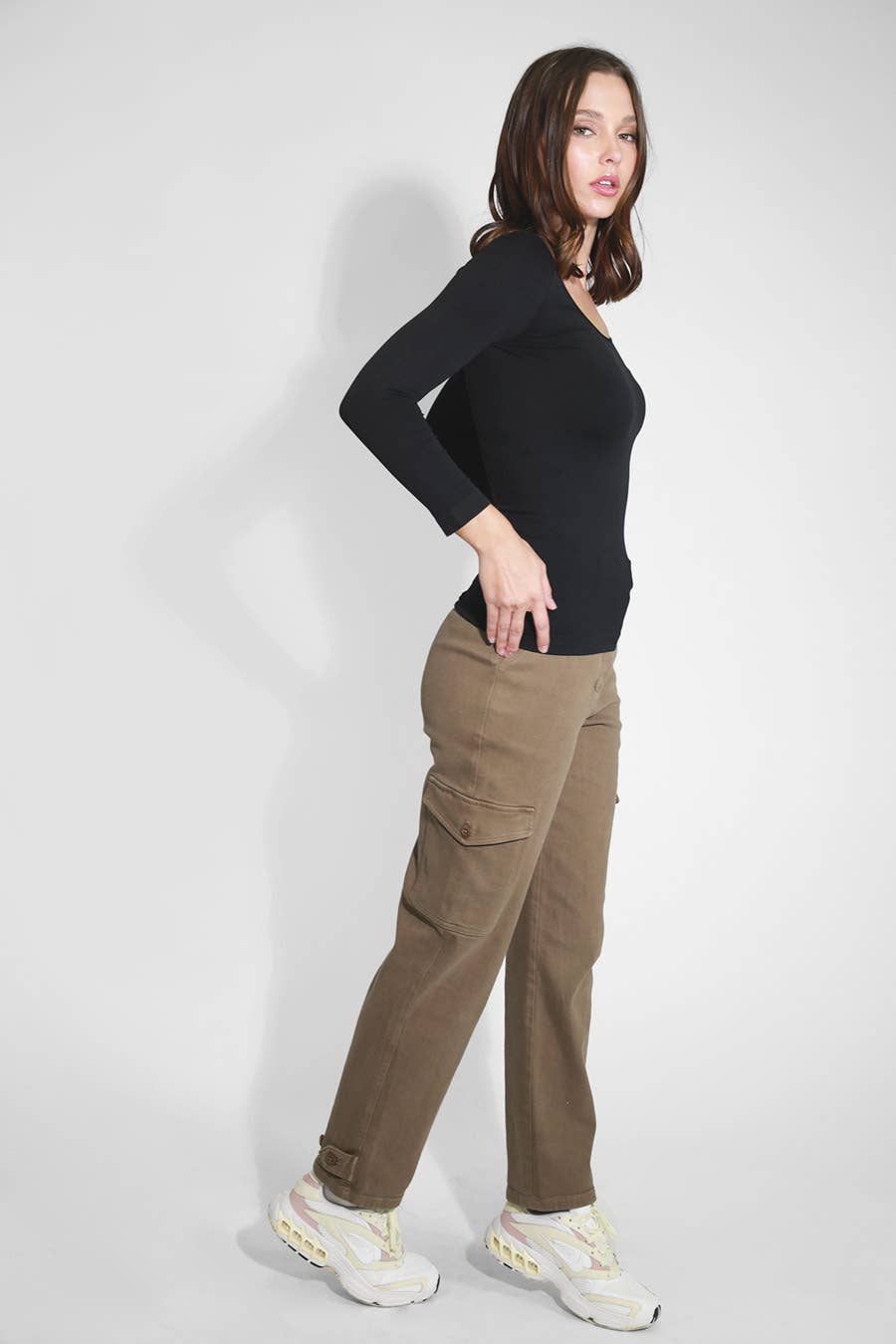 NS5127H - 3/4 Sleeve Scoop Neck Top: 7 White