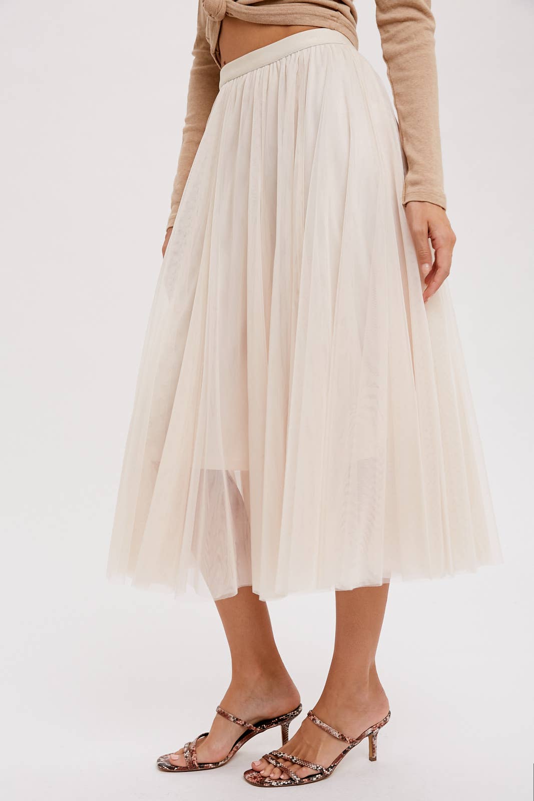 TULLE MIDI SKIRT: DARK MINT / S