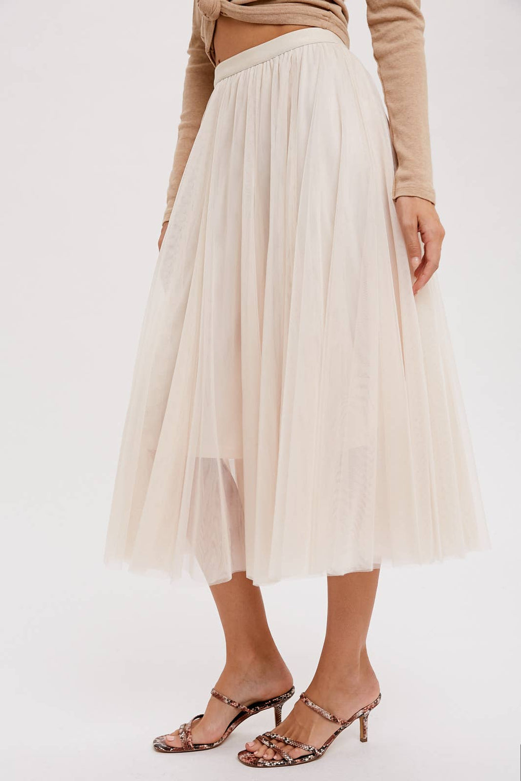TULLE MIDI SKIRT: DARK MINT / L