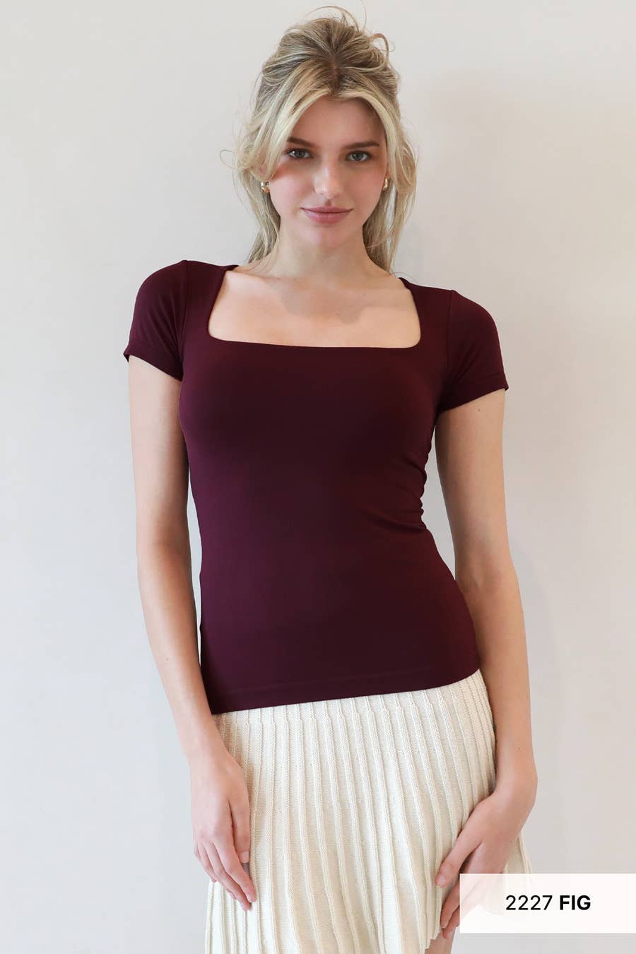 NS8326- Square Neck SS Top: 2256 Pearl Blush