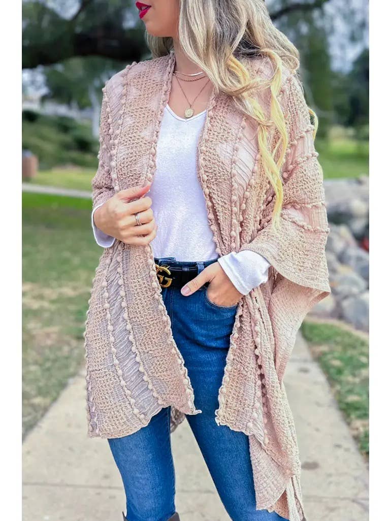 3D Textured Kimono Cardigan – Easy Layering Bestseller: Nude / One Size