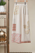 Boho Patchwork Wide Leg Pants: Ivory Multi / S