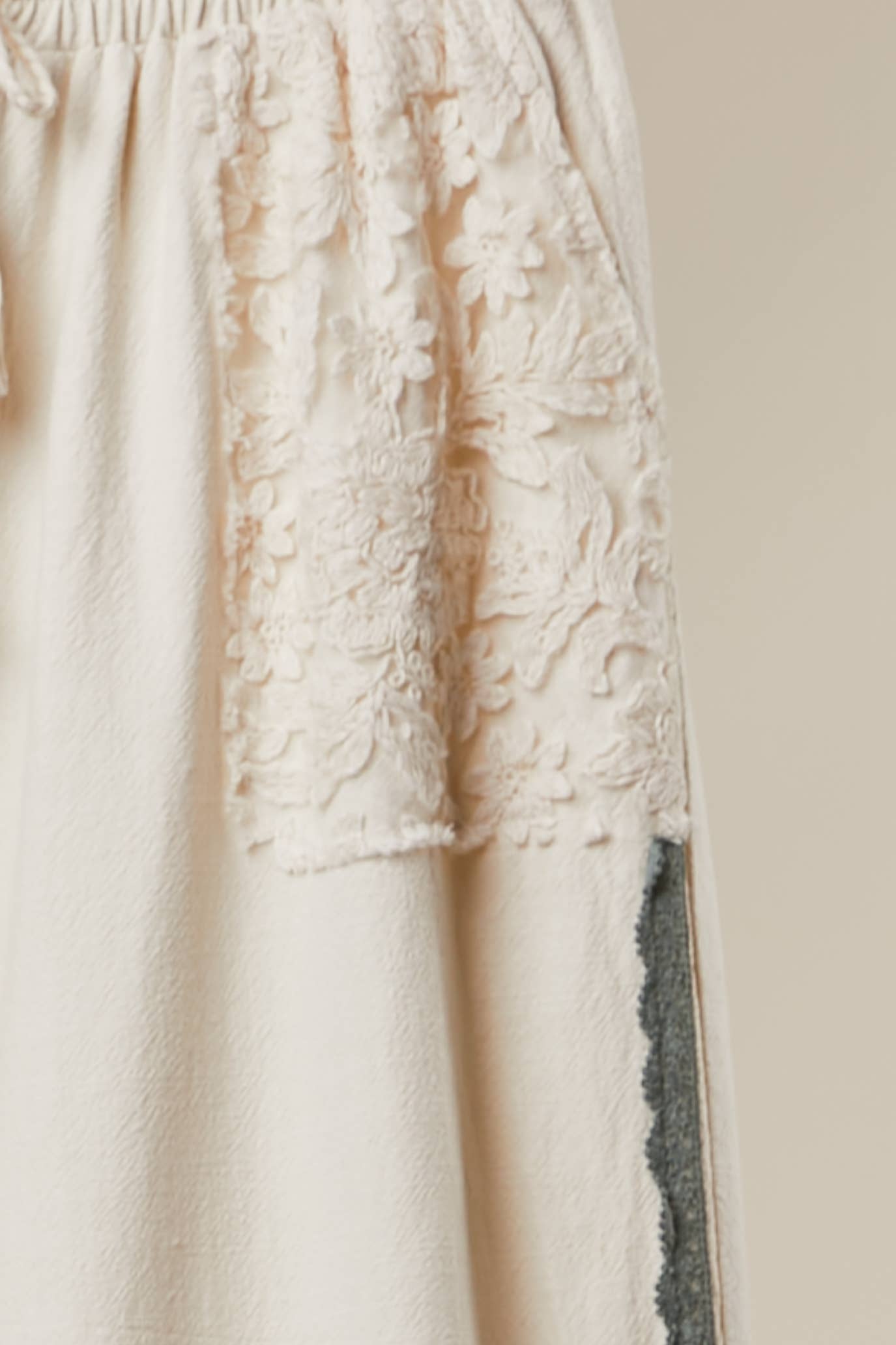 Lace Accents Patchwork Crochet Jogger Pants: SAGE