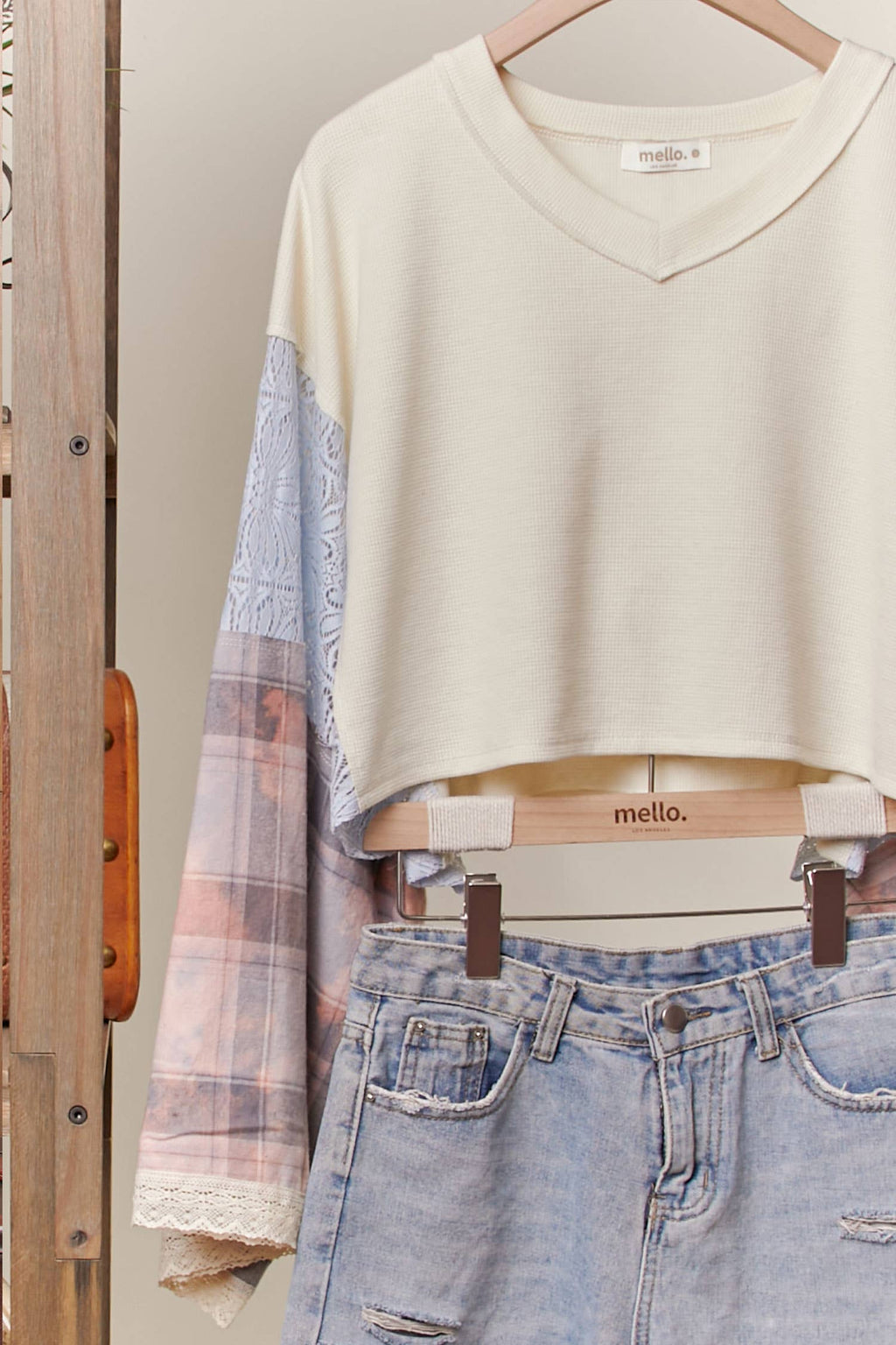 Peace Sign Patchwork Top: Multi / S