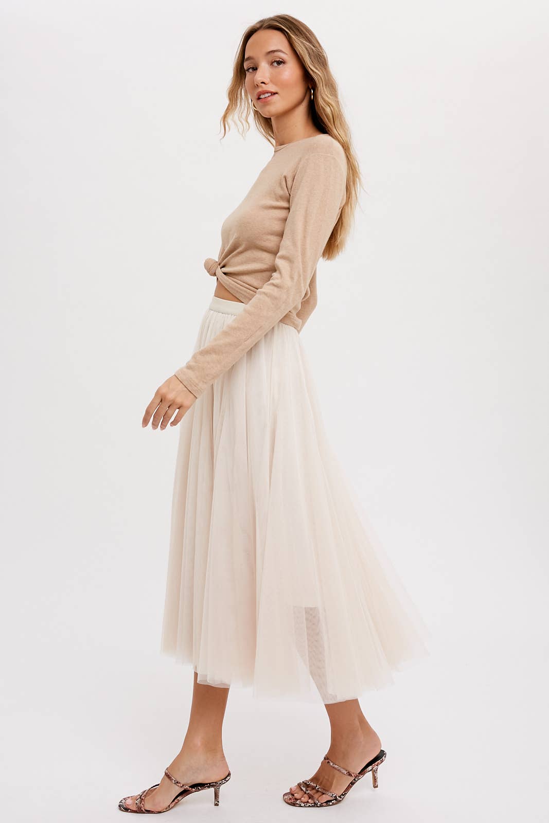 TULLE MIDI SKIRT: DARK MINT / L