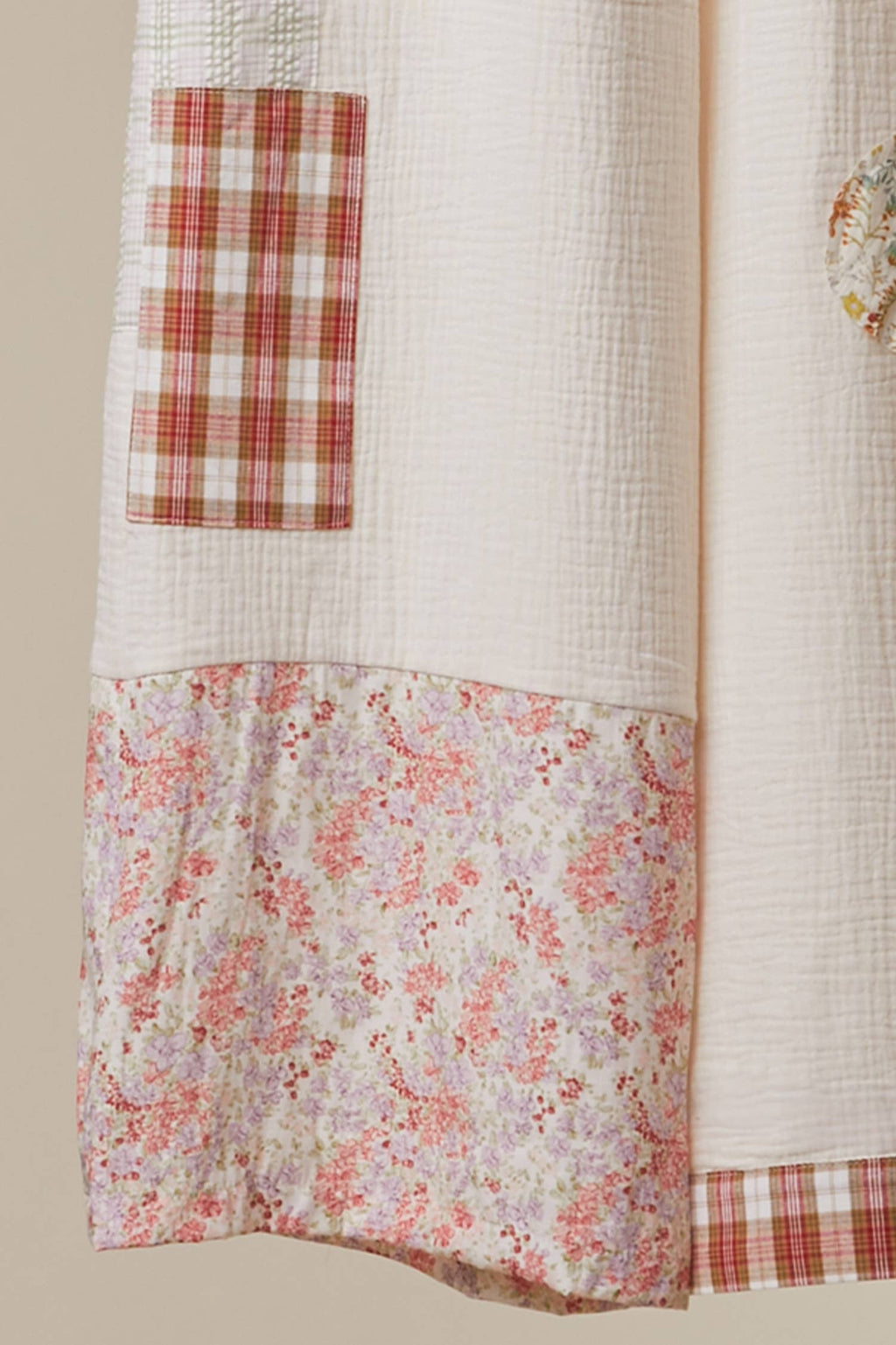 Boho Patchwork Wide Leg Pants: Ivory Multi / S