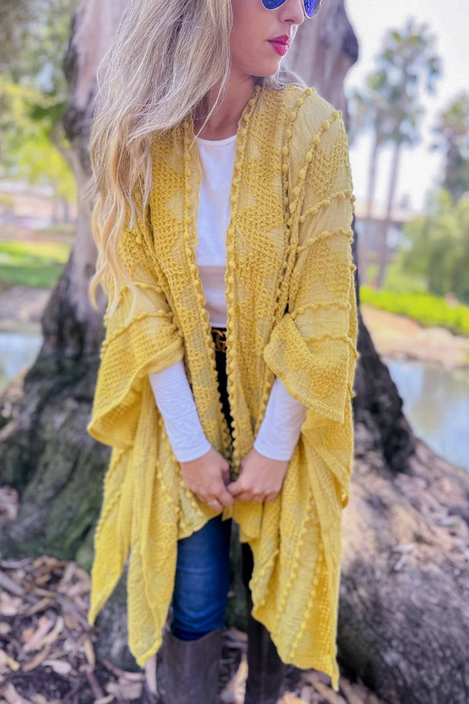 3D Textured Kimono Cardigan – Easy Layering Bestseller: Nude / One Size