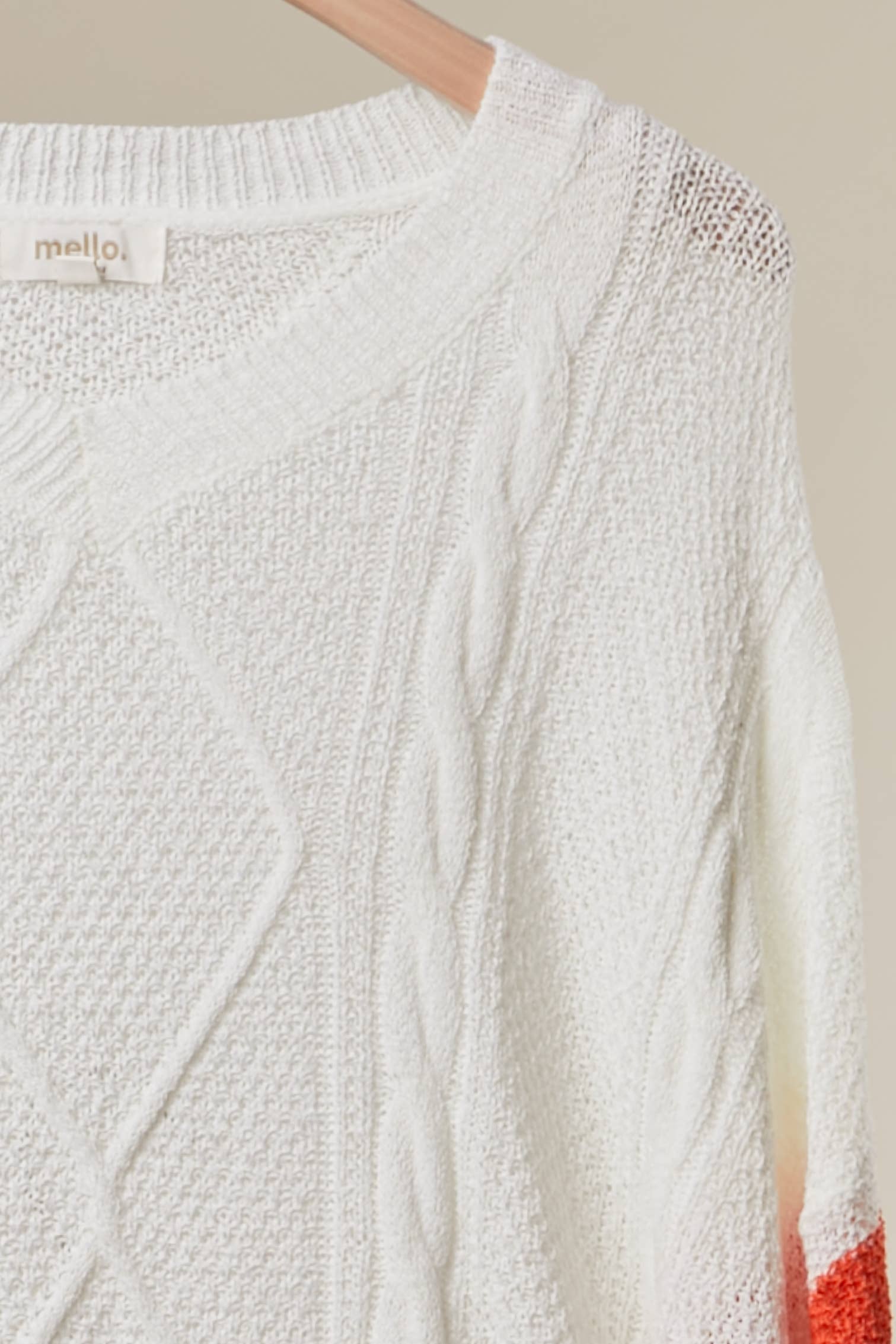Cable Knit Sweater with Rainbow Stripe: Multi / S