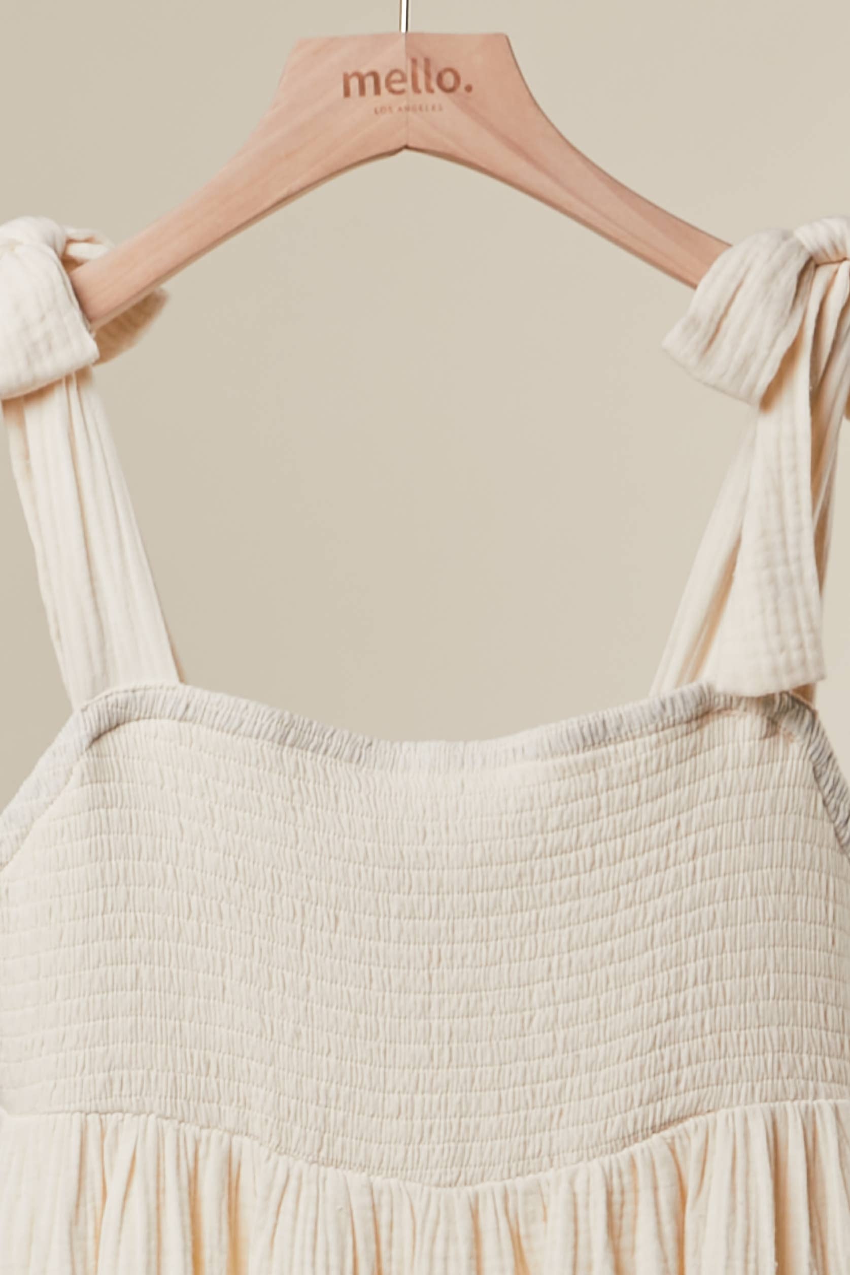 Peace Patchwork Ruffled Sleeveless Dress: Ivory