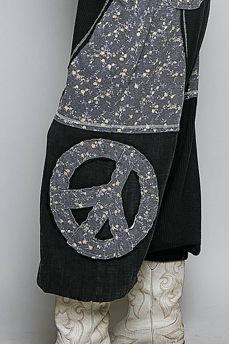 Elastic Hem Waistband Thermal Tapered Overalls: CREAM / S