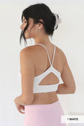NS8412-Textured Lace Triangle Cut-Out Bralette: 007 White